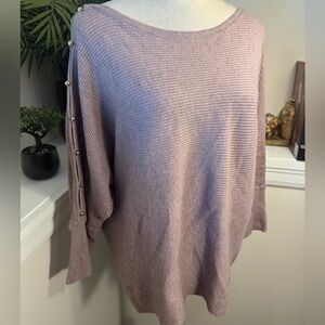 Jennifer Lopez Open Arm Lavender Sweater W/ Silver Embellishments